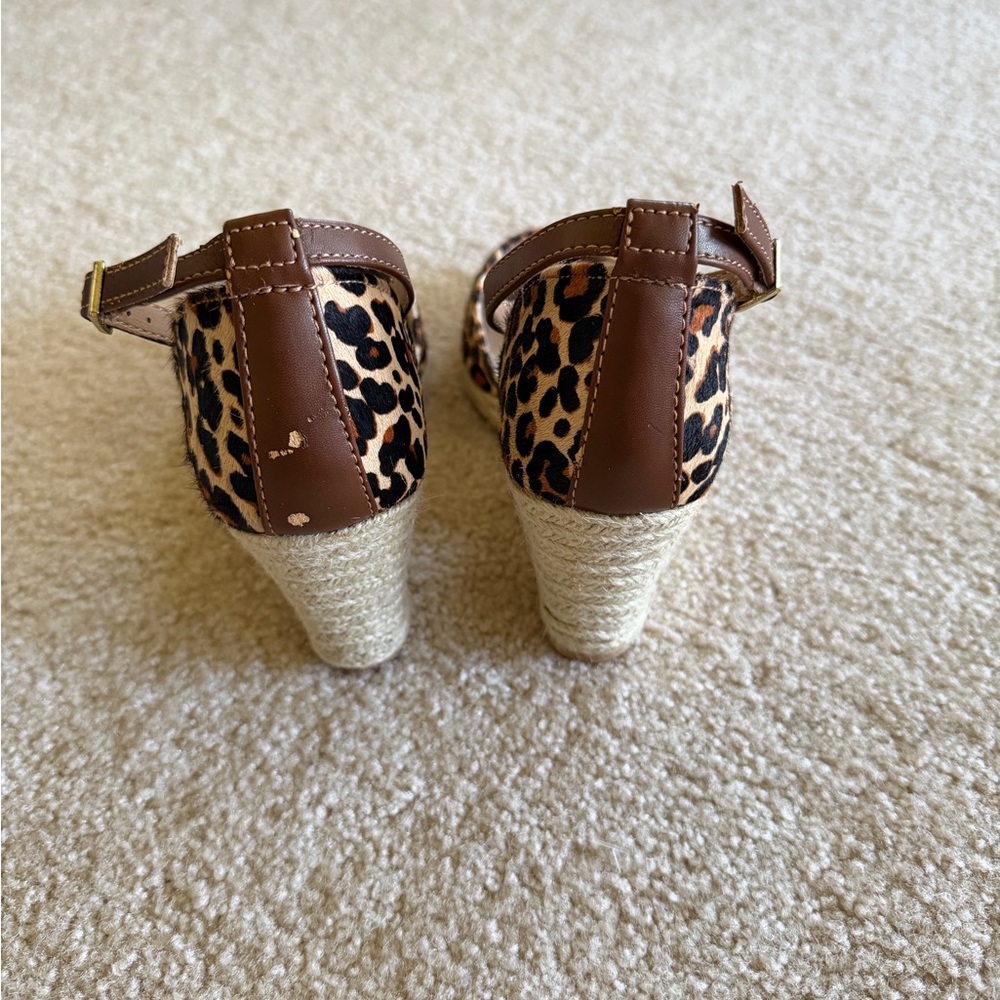 Nine West Leopard Print Ankle-Strap Espadrille Wedges Size 7.5 - Picture 7 of 8